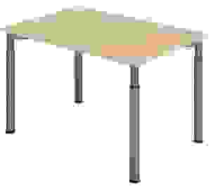 HAMMERBACHER YS12 höhenverstellbarer Schreibtisch eiche rechteckig, 4-Fuß-Gestell grau 120,0 x 80,0 cm