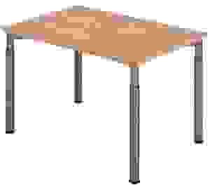 HAMMERBACHER YS12 höhenverstellbarer Schreibtisch nussbaum rechteckig, 4-Fuß-Gestell grau 120,0 x 80,0 cm