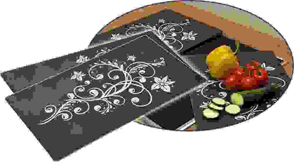 HHI Abdeckung Kochfeld - 2er Set - Schwarz mit weißem Motiv - 52 x 30 cm