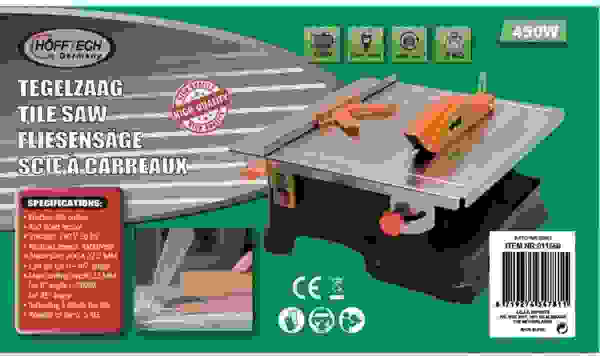 Hofftech Fliesensäge - 450W - 33x33 cm - Sägeblatt mit 180 mm Durchmesser