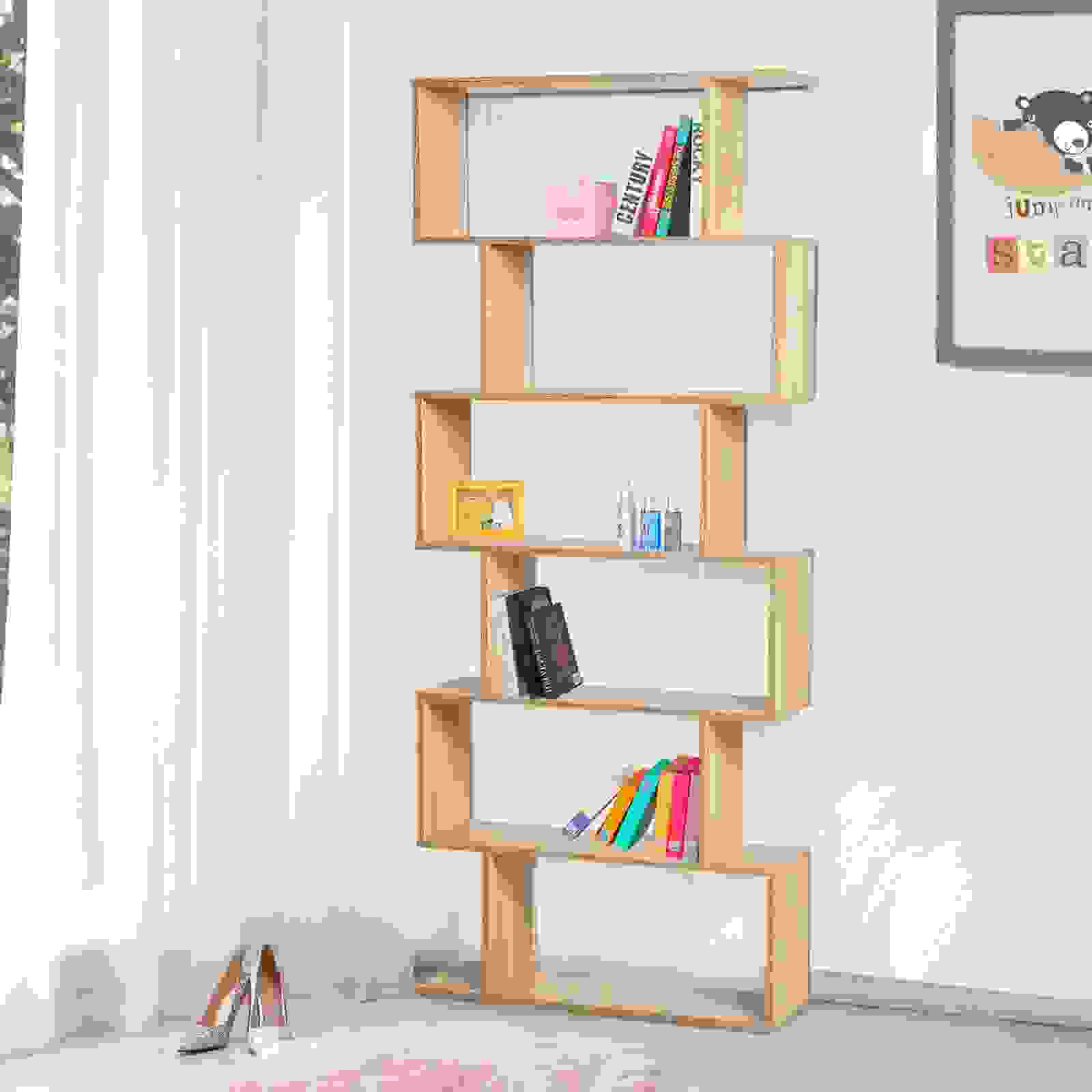 HOMdotCOM Bücherregal mit 6 Fächern Eiche 80 x 23 x 192cm