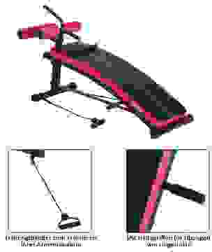 HOMdotCOM Sit-up bench abs trainer schwarz/rot 140 x 73 x 57cm
