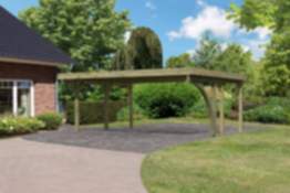 Karibu | Doppelcarport Classic 1 Variante B inkl. einem Einfahrtsbogen | mit PVC-Dach