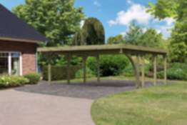 Karibu | Doppelcarport Classic 2 Variante B inkl. einem Einfahrtsbogen | mit PVC-Dach