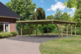 Karibu | Doppelcarport Classic 3 Variante B inkl. einem Einfahrtsbogen | mit PVC-Dach