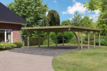 Karibu | Doppelcarport Classic 3 Variante B inkl. einem Einfahrtsbogen | mit Stahldach