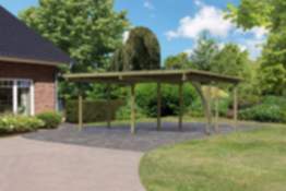 Karibu | Doppelcarport Eco 1 Variante B | 1x gerade Stützbalken 1x Rundbogen