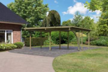 Karibu | Doppelcarport Eco 1 Variante B | 1x gerade Stützbalken 1x Rundbogen