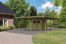 Karibu | Doppelcarport Eco 2 Variante A | mit Abstellraum (B 204 x T 180 cm)