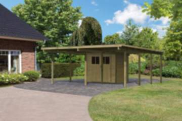 Karibu | Doppelcarport Eco 2 Variante A | mit Abstellraum (B 204 x T 180 cm)