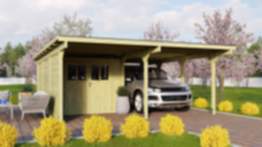 Karibu | Doppelcarport Eco 2 Variante A | mit Abstellraum (B x T): 204 x 360 cm
