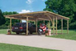 Karibu | Doppelcarport Eco 2 Variante B | 1x gerade Stützbalken 1x Rundbogen