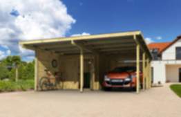 Karibu | Doppelcarport Eco 2 Variante B | mit Abstellraum (B x T): 204 x 360 cm +Seiten- und Rückwan