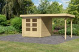 Karibu | Gartenhaus "Askola 2" SET AKTION | naturbelassen | mit Schleppdach 2,4 m