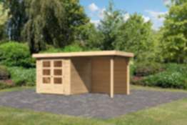 Karibu | Gartenhaus "Askola 2" SET AKTION | naturbelassen | mit Schleppdach 2,4 m | Rückwand