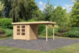 Karibu | Gartenhaus "Askola 3" SET AKTION | naturbelassen | mit Schleppdach 2,4 m