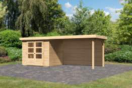 Karibu | Gartenhaus "Askola 3" SET AKTION | naturbelassen | mit Schleppdach 2,8 m |Rückwand