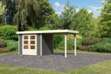 Karibu | Gartenhaus "Askola 3" SET AKTION | terragrau | mit Schleppdach 2,4 m