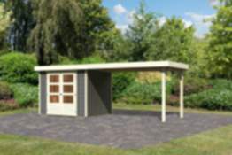 Karibu | Gartenhaus "Askola 3" SET AKTION | terragrau | mit Schleppdach 2,8 m