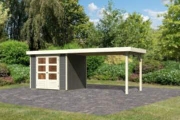 Karibu | Gartenhaus "Askola 3" SET AKTION | terragrau | mit Schleppdach 2,8 m