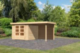 Karibu | Gartenhaus "Askola 3,5" SET | naturbelassen | mit Schleppdach 2,4 m |Rückwand