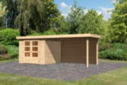 Karibu | Gartenhaus "Askola 3,5" SET | naturbelassen | mit Schleppdach 2,8 m | Rückwand