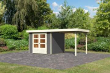 Karibu | Gartenhaus "Askola 3,5" SET | terragrau | mit Schleppdach 2,4 m
