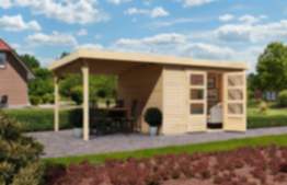 Karibu | Gartenhaus "Askola 6" SET AKTION | naturbelassen | mit Schleppdach 2,4 m
