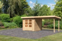 Karibu | Gartenhaus "Bastrup 2" SET | naturbelassen | mit Schleppdach 3,0 m