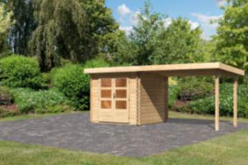 Karibu | Gartenhaus "Bastrup 2" SET | naturbelassen | mit Schleppdach 3,0 m