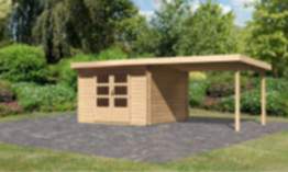 Karibu | Gartenhaus "Bastrup 3" SET AKTION | naturbelassen | mit Schleppdach 3,0 m