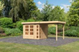 Karibu | Gartenhaus "Kerko 3" SET | naturbelassen | mit Schleppdach 2,4 m