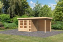Karibu | Gartenhaus "Kerko 3" SET | naturbelassen | mit Schleppdach 2,4 m | Rückwand