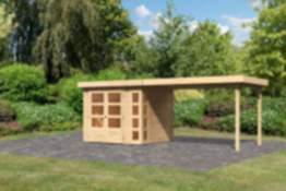 Karibu | Gartenhaus "Kerko 3" SET | naturbelassen | mit Schleppdach 2,8 m