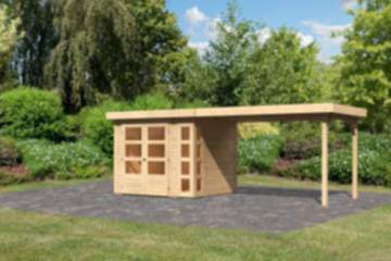 Karibu | Gartenhaus "Kerko 3" SET | naturbelassen | mit Schleppdach 2,8 m