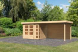 Karibu | Gartenhaus "Kerko 3" SET | naturbelassen | mit Schleppdach 2,8 m | Rückwand