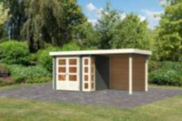 Karibu | Gartenhaus "Kerko 3" SET | terragrau | mit Schleppdach 2,4 m | Rückwand