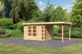 Karibu | Gartenhaus "Kerko 4" SET | naturbelassen | mit Schleppdach 2,4 m