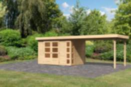 Karibu | Gartenhaus "Kerko 4" SET | naturbelassen | mit Schleppdach 2,8 m