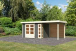 Karibu | Gartenhaus "Kerko 4" SET | terragrau | mit Schleppdach 2,4m | Rückwand