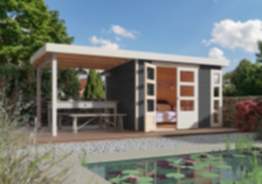 Karibu | Gartenhaus "Kerko 4" SET | terragrau | mit Schleppdach 2,8 m