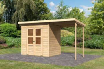 Karibu Gartenhaus Merseburg 3 mit Anbaudach 208 x 150 cm