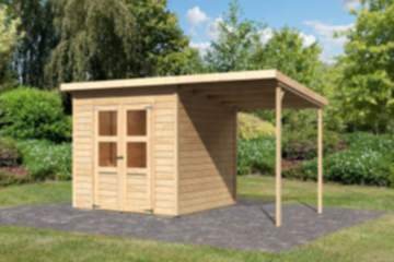 Karibu Gartenhaus Merseburg 4 mit Anbaudach 208 x 210 cm