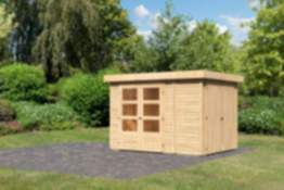Karibu | Gartenhaus "Retola 2" SET | naturbelassen | mit Schank