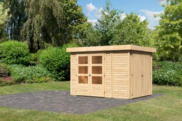 Karibu | Gartenhaus "Retola 2" SET | naturbelassen | mit Schank