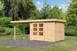 Karibu | Gartenhaus "Retola 2" SET | naturbelassen | mit Schrank | Schleppdach 280 cm