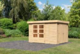 Karibu | Gartenhaus "Retola 4" SET | naturbelassen | mit Anbauschrank