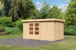Karibu | Gartenhaus "Retola 5" SET | naturbelassen | mit Anbauschrank