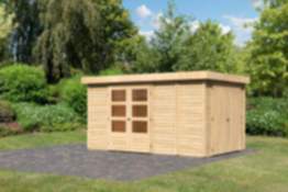 Karibu | Gartenhaus "Retola 6" SET | naturbelassen | mit Anbauschrank