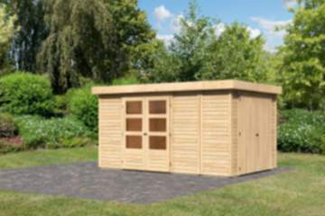 Karibu | Gartenhaus "Retola 6" SET | naturbelassen | mit Anbauschrank